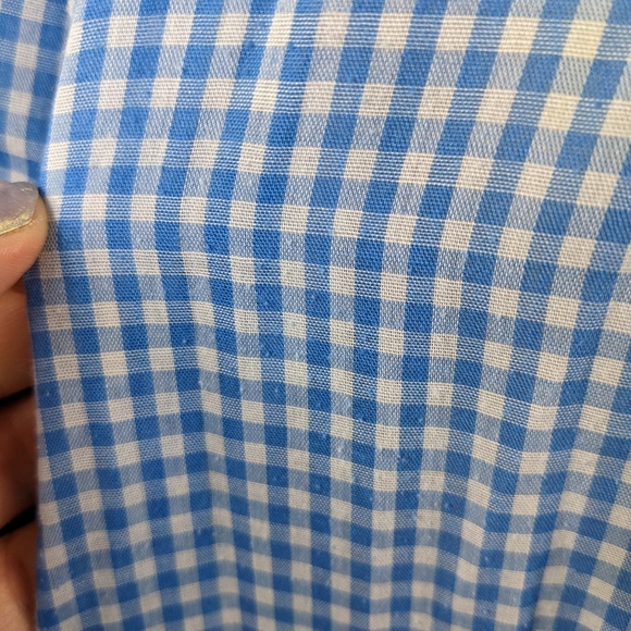 Models Coat Blue White Gingham Plaid House Coat House Dress Owl Bird Applique - Picture 6 of 9